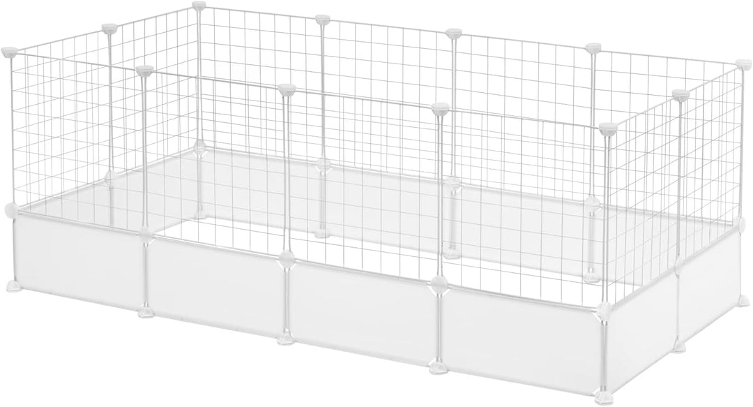 EUGAD Freigehege für Kaninchen, Freilaufgehege Kaninchen, Meerschweinchen Gehege, Weiss BHT 142x53x7