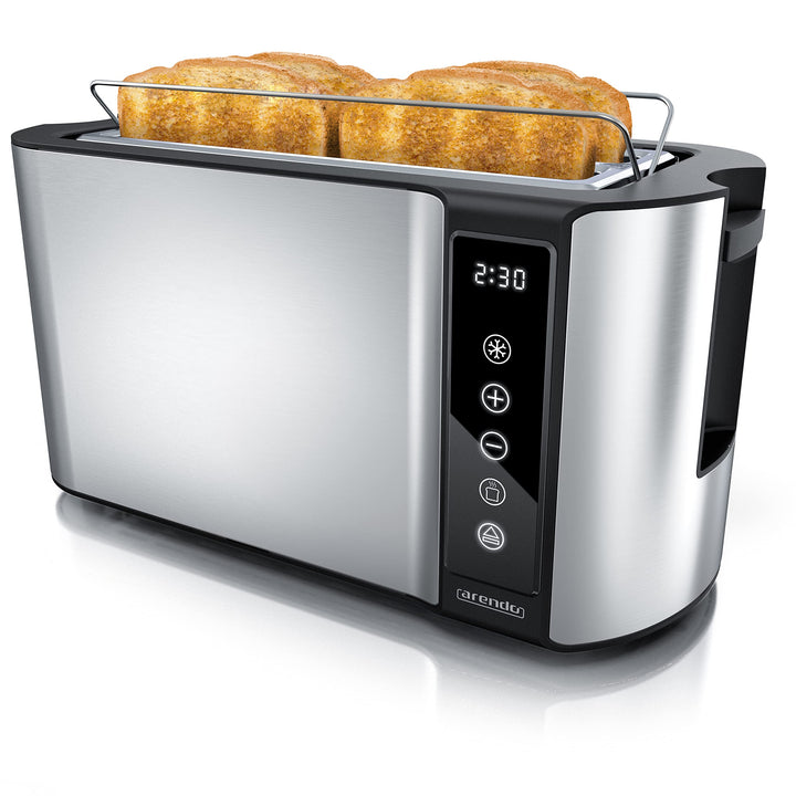 Arendo - Edelstahl Toaster Langschlitz 4 Scheiben - Touchpanel – Doppelwandgehäuse – 1500 W – Integr