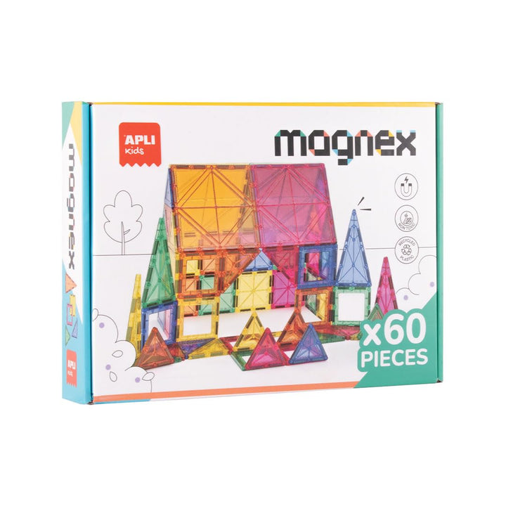 APLI Kids 20137 Magnex Magnetisches Bauset, 60 Teile | 3D-Set für Kinder 3+ | Bunte magnetische geom