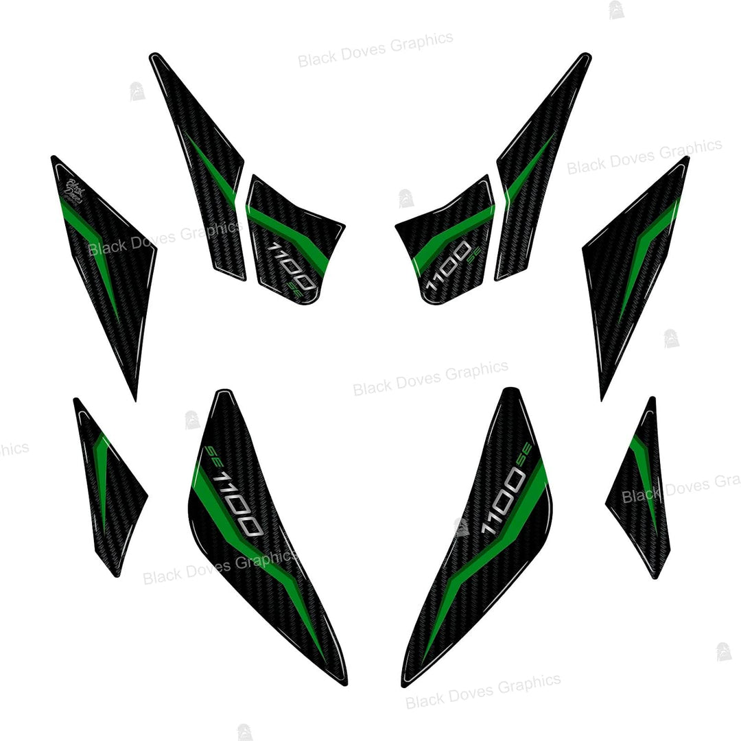 Black Doves Graphics 3D-Aufkleber aus Harz kompatibel mit Kawasaki Z1100 SE 2026 (GY1) | Made in Ita