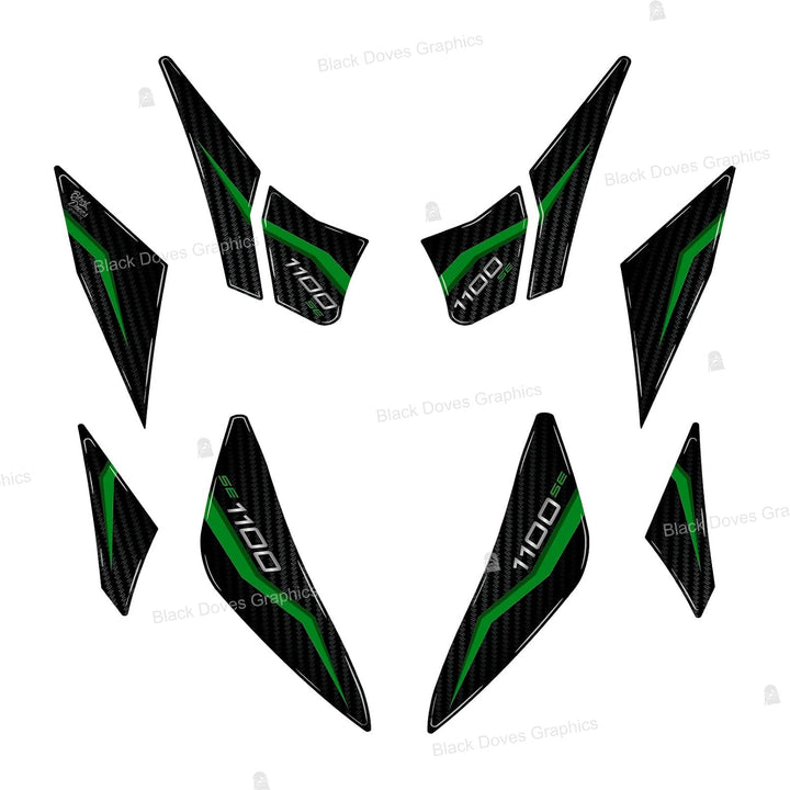 Black Doves Graphics 3D-Aufkleber aus Harz kompatibel mit Kawasaki Z1100 SE 2026 (GY1) | Made in Ita