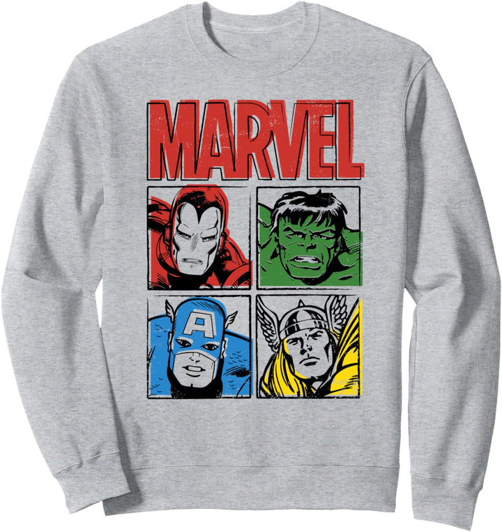 Marvel Vintage Squares Iron Man, Hulk, Captain America, Thor Sweatshirt