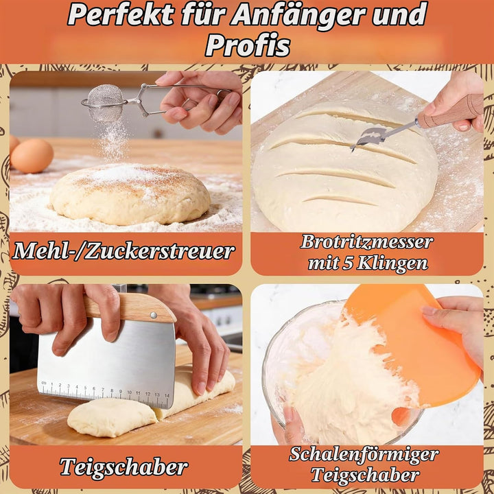 Brot Backen Zubehör, Gärkörbchen Für Sauerteig Starter Set, Gärkorb Brot Brot Backen Mit Sauerteig S