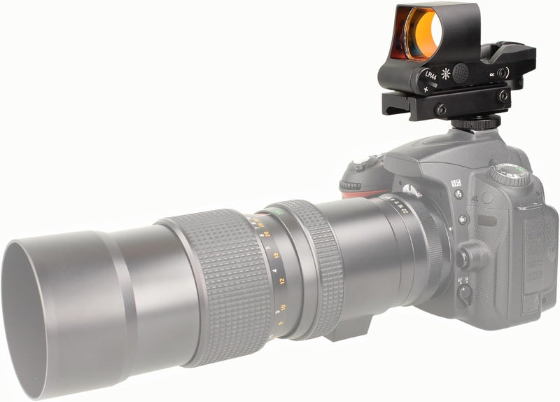 Minadax Red Dot Punkt Visier für grosse Kameras 40mm Sichtfeld + Hotshoe Adapter | für schnelle Ziel