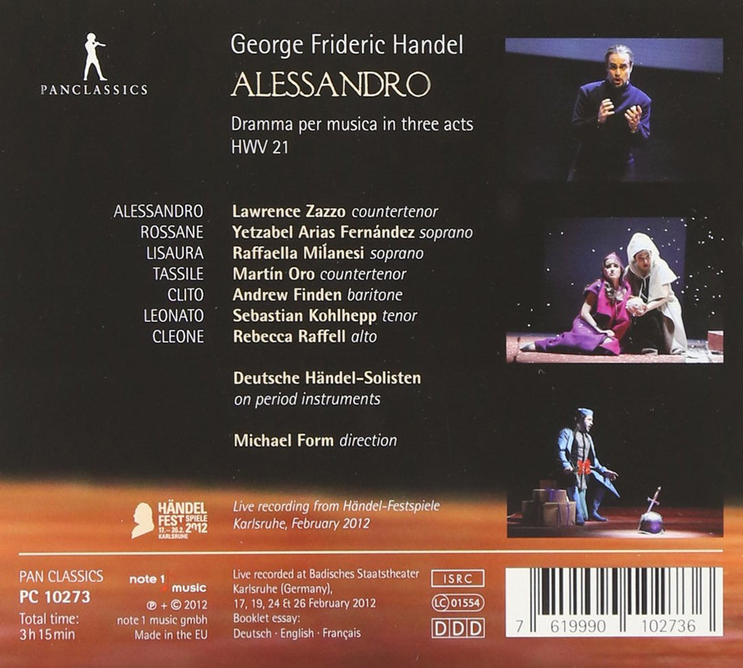 Alessandro, Dramma per musica in drei Akten, Audio-CD
