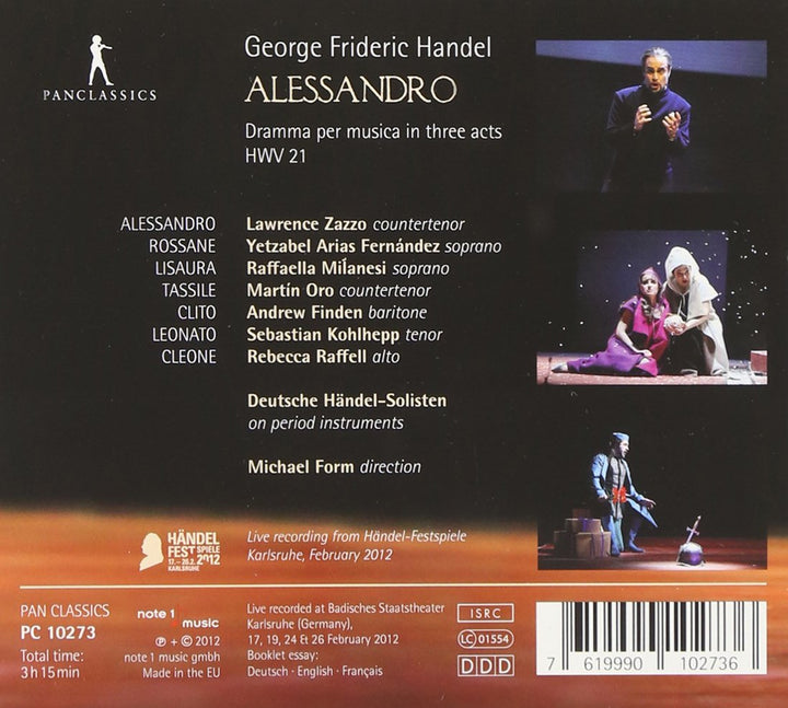 Alessandro, Dramma per musica in drei Akten, Audio-CD