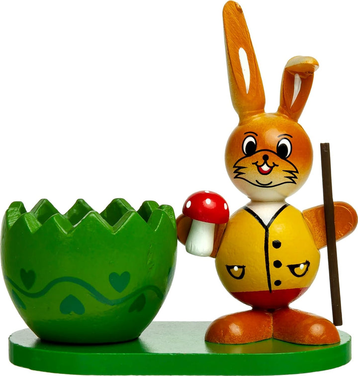 SIKORA OD08 Osterdeko Eierbecher aus Holz im 2er Set | handbemalte & dekorative Osterhasen Deko Figu