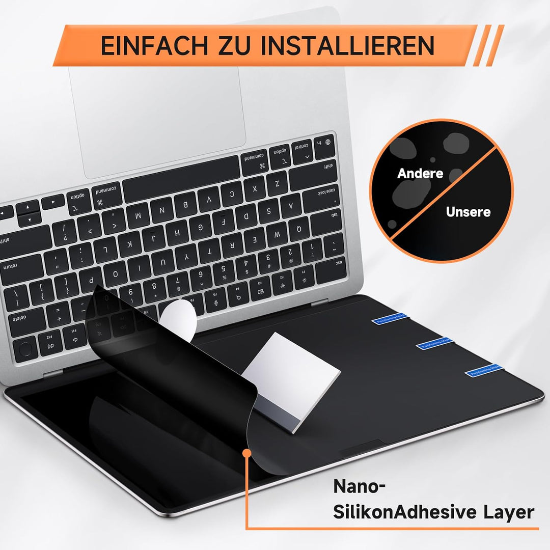 Mamol 360° Sichtschutz für Macbook Air 15 Zoll (2023-2025, M2, M3, M4), 4-Wege Blickschutzfilter，Sel