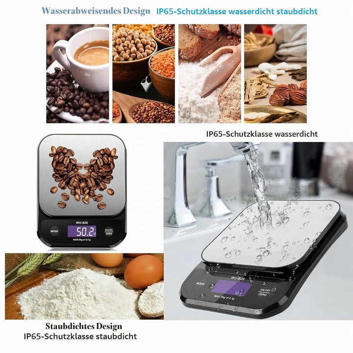 Rhorawill Kaffeewaage, Digitale Küchenwaage USB Aufladen, 5kg/0.1g Hochpräzise Digital Kaffee Skala