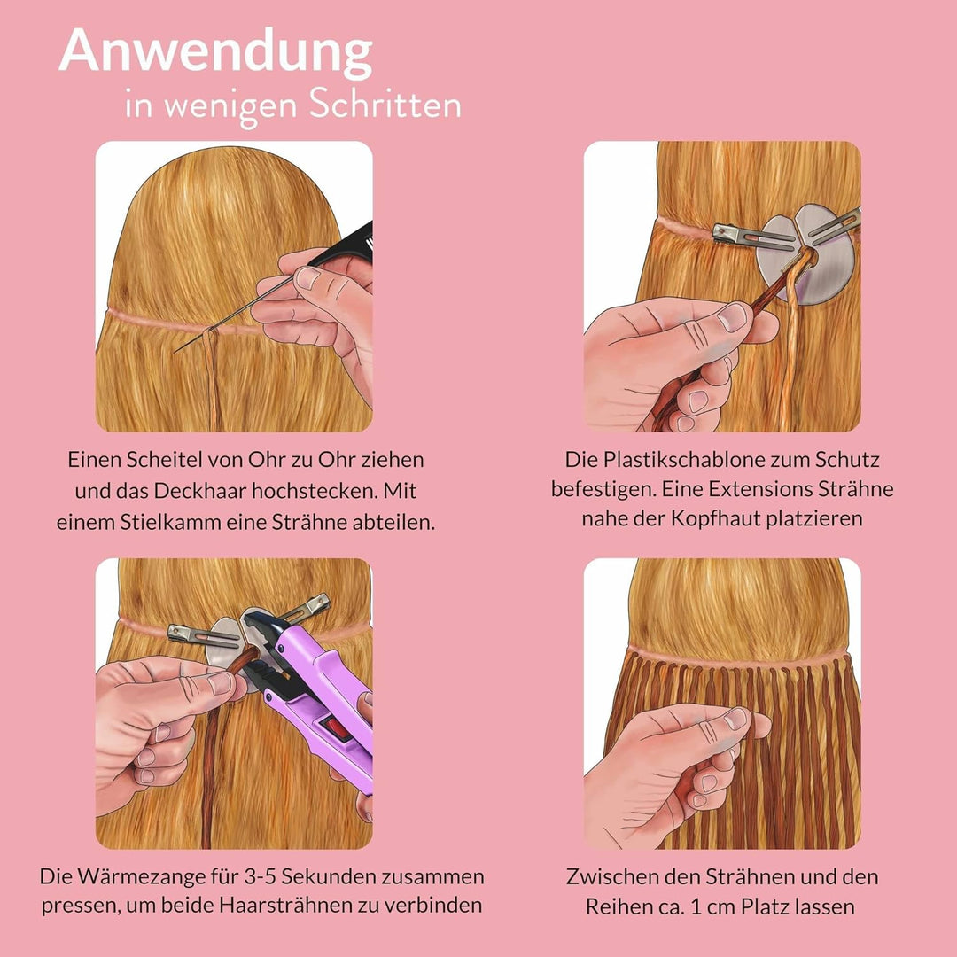 hair2heart Extensions Echthaar Bondings glatt - 25 Strähnen 1g 40cm 8/01 hellblond natur-asch #12 Ho