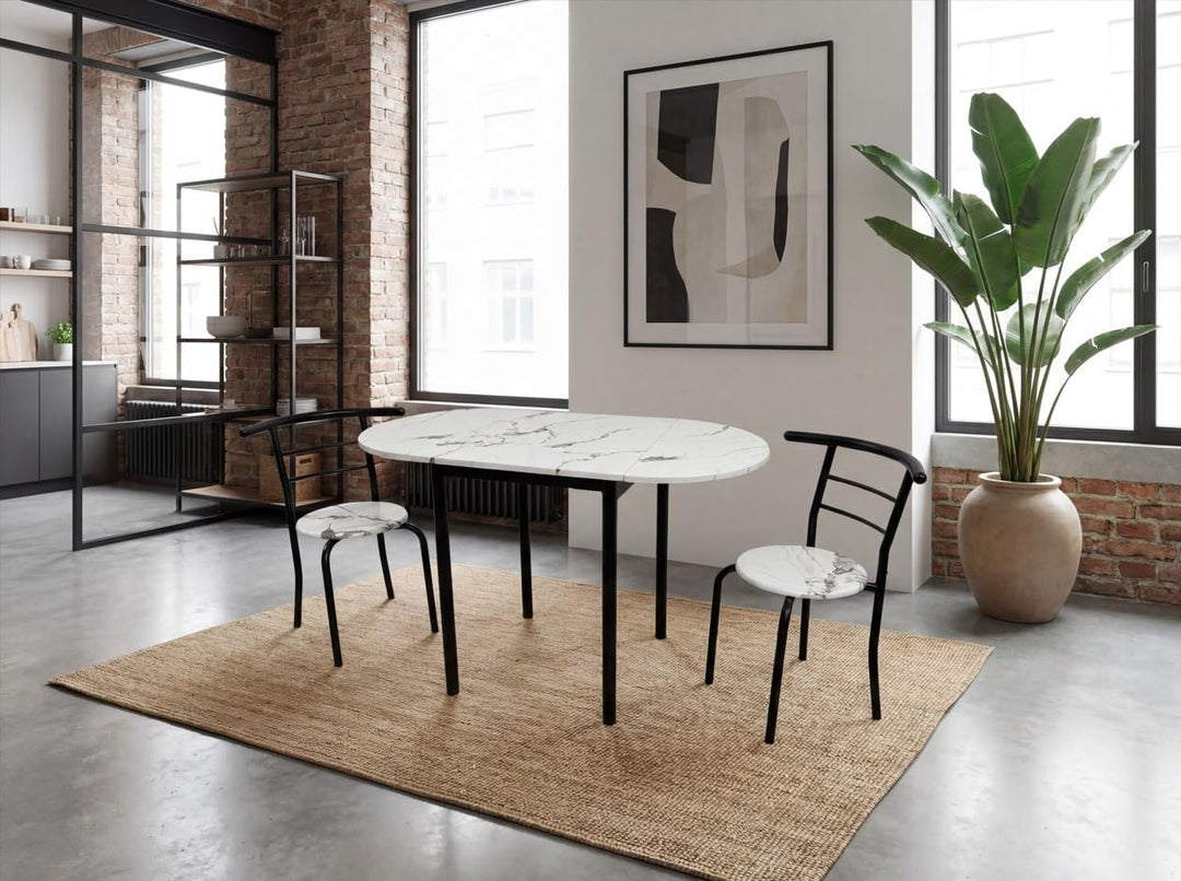 MOMMA HOME Set ausziehbarer Küchentisch mit 2 Stühlen, Esstisch, zusammenklappbar und klappbar, ausz