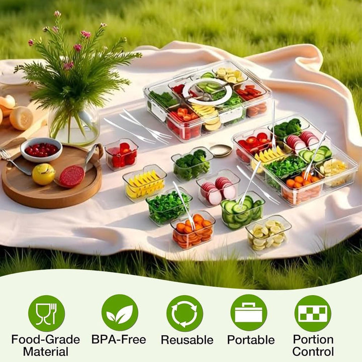 Camping Geschirr Set,Plastikgeschirr mit Edelstahl Campingbesteck,Unzerbrechliches Geschirr Set,Leic