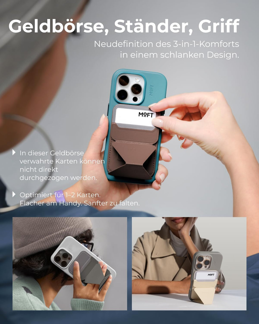 MOFT Magnetischer Wallet Ständer für iPhone 17/16/15/14/13/12 Serie Kompatibel mit MagSafe, MOVAS Ve