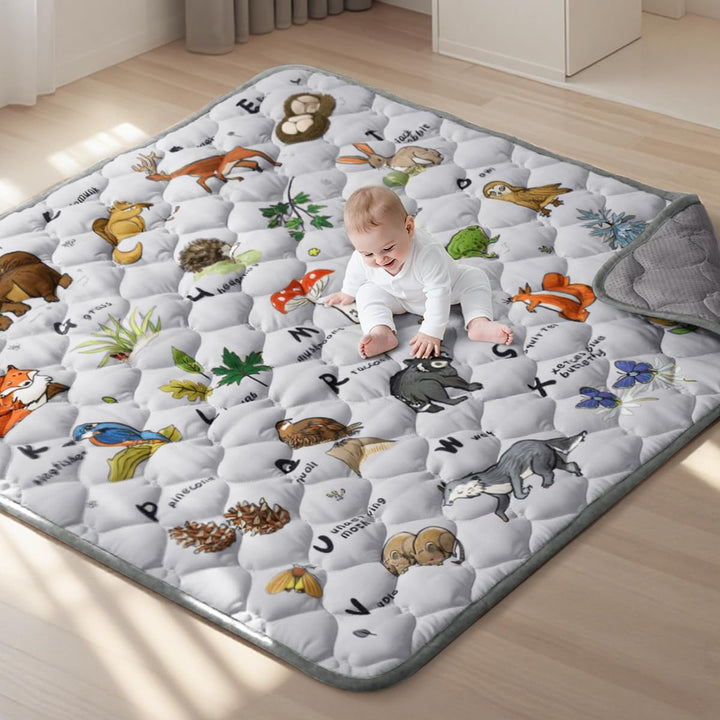 COMOMY Krabbelmatte Baby 127x127 cm, Extra Dicke und Weiche Spielmatte Faltbar, Rutschfeste Schadsto