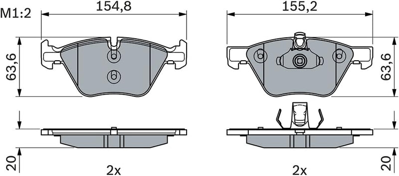 Bosch BP1809 Bremsbeläge - Vorderachse - ECE-R90 Zertifizierung - vier Bremsbeläge pro Set