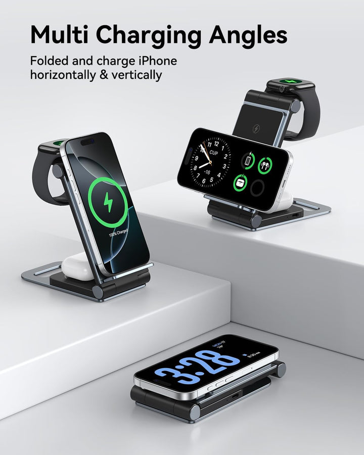 3 in 1 Ladestation für Apple Watch und iPhone Faltbare Reise für Apple Wireless Charger für iPhone 1