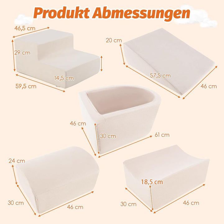 COSTWAY 5 TLG. Schaumstoffbausteine, Riesenbausteine mit Bällebad, Grossbausteine zum Toben und Klet
