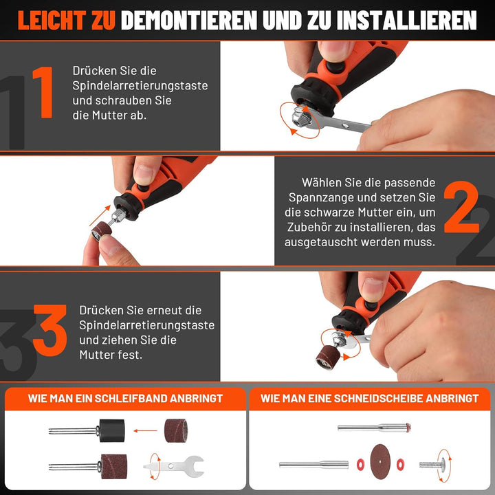ValueMax Multifunktionswerkzeug 130W, Rotationswerkzeug mit 120 Zubehör, mini Graviergerät 5 Variabl