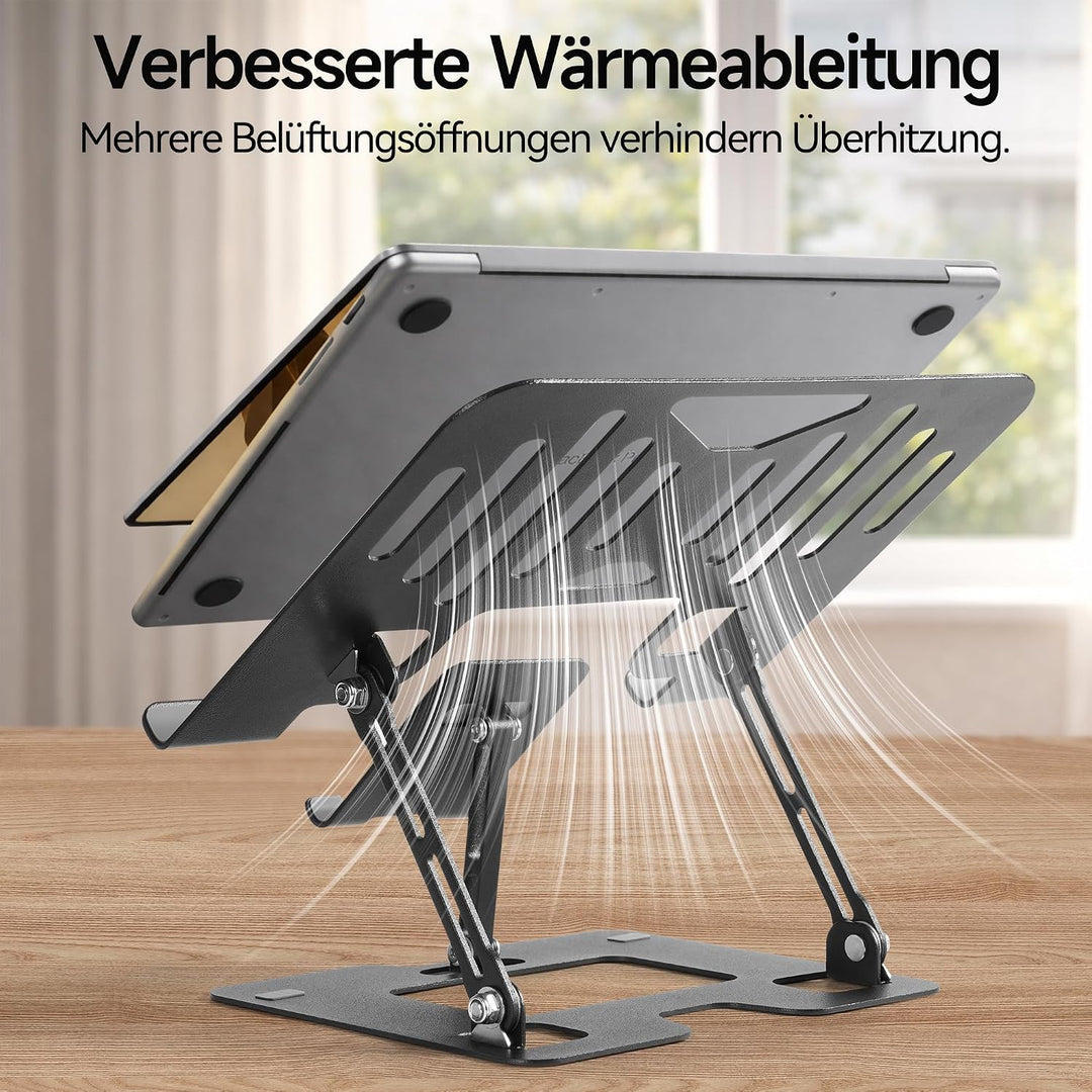 Novent Laptopständer ergonomisch &amp; stabil, Laptop Halterung Schreibtisch mit Tablet Ständer &amp; Handys