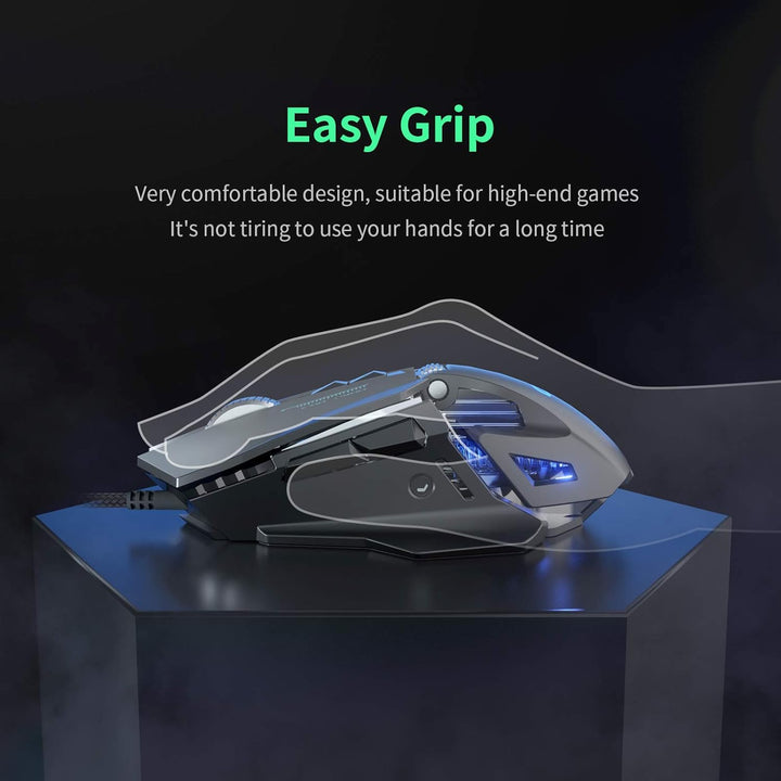 Gaming Maus RGB LED PC Maus Kabel, 7200 DPI Einstellbarer Anpassbare Gewichte Gaming Mäuse Gewichtst