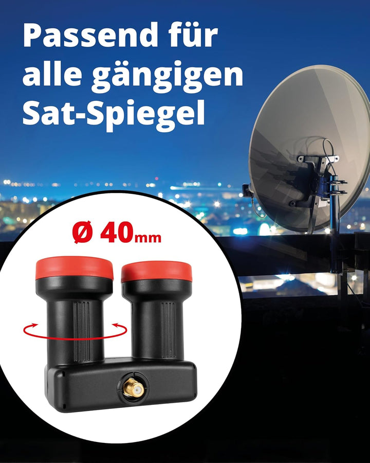 Megasat Diavolo Single LNB Monoblock 2 LNB in einem Gehäuse, 200022, Schwarz, Rot