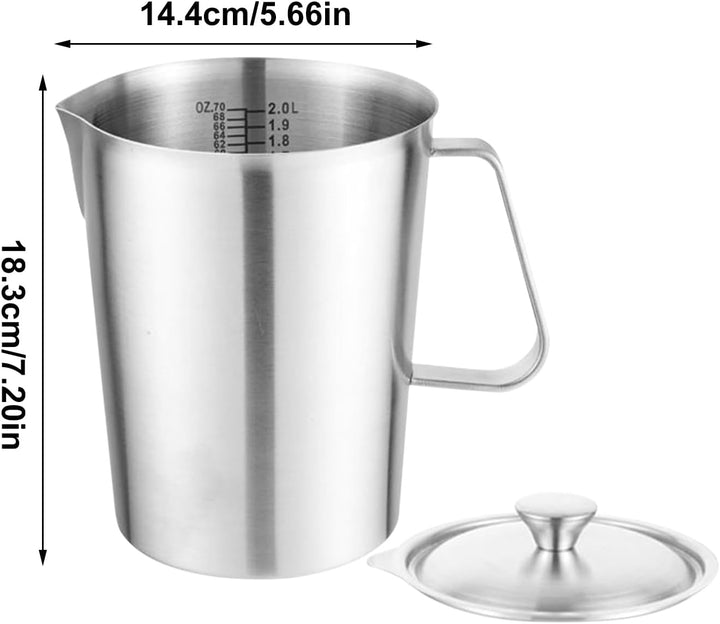 Milchschäumer Kännchen, Kaffee Milchschäumer Behälter, 2L Edelstahl Messbecher Für Schaumgetränke La