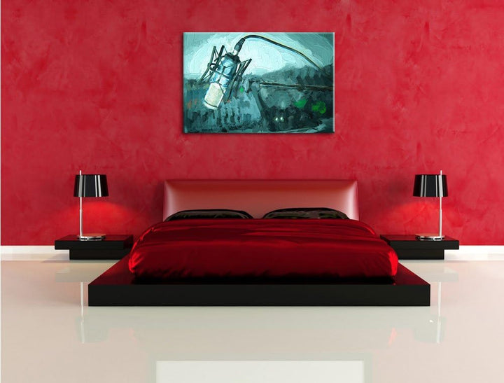 Pixxprint Mikrofon mit Musikanlagen Pinsel Effekt, Format: 100x70 auf Leinwand, 100x70