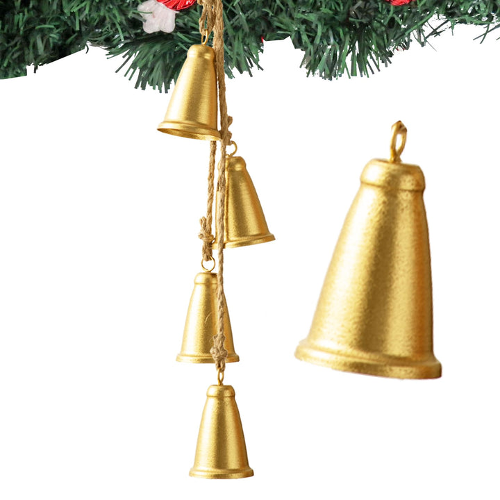Weihnachtsglocken, goldene Kuhglocken, Weihnachtsdekoration, Innenbereich, 4 Stück, rustikale Messin