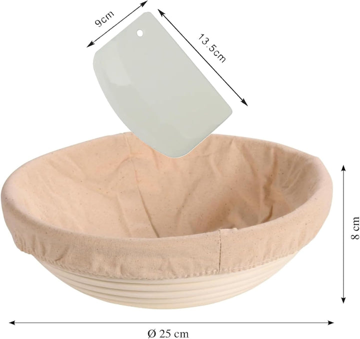 KESPER | Gärkörbchen mit Teigschaber, Material: Rattan, Textilfutter (abnehmbar), Masse: 25 cm Ø - 8