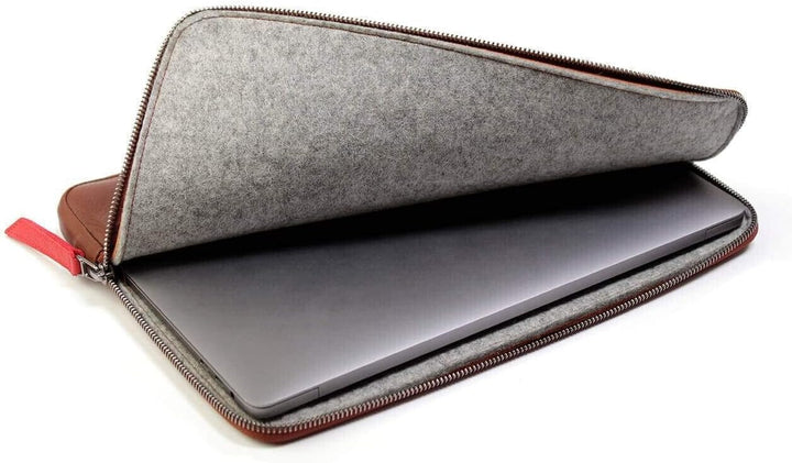 Pack & Smooch Für MacBook Pro 16 Hülle Pflanzlich Gegerbtes Leder Handmade in Germany Grau/Hellbraun