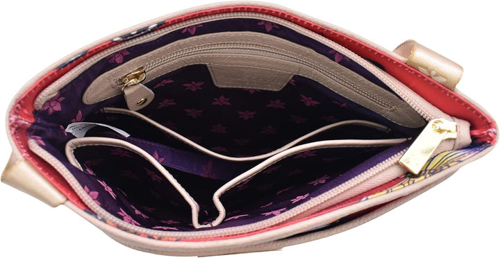 Anuschka Crossbody Tasche mit Einsteckfach - Wanderlust Kollektion - Nylonstoff mit Leder Trim und K