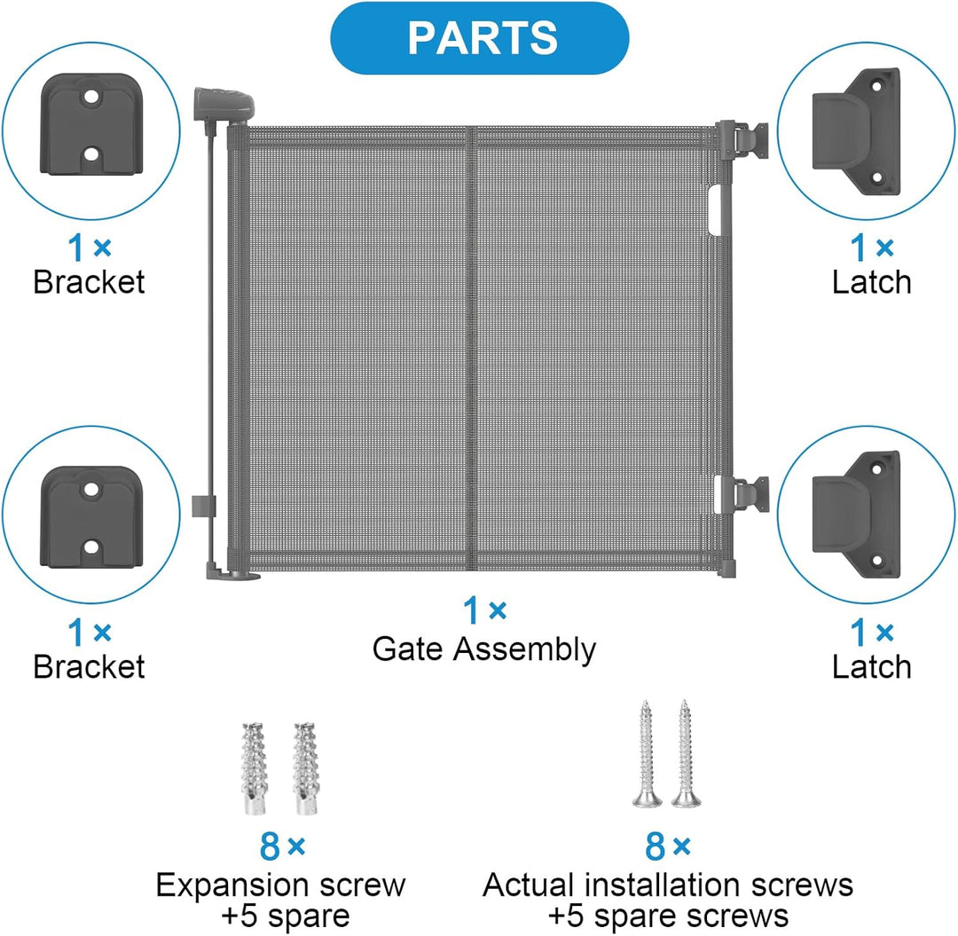 Treppenschutzgitter Ausziehbare für Babys,0-140 cm,83cm Hoch Baby Absperrgitter Treppenschutzrollo,E