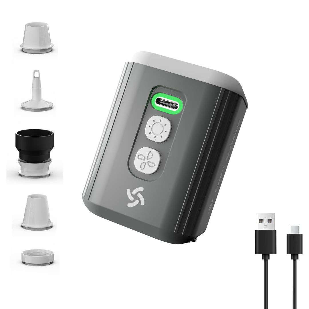 Tragbare Mini-Luftpumpe Elektrisch mit Licht, 1600mAh Batterie, 5 Düsen, für Luftmatratze, Schwimmri
