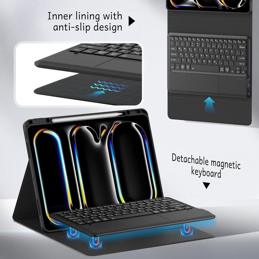 CACOE Hülle Tastatur Kompatibel mit iPad Pro 13 M5/M4 2025/2024 Hülle mit Touchpad, 7-Farbige Beleuc