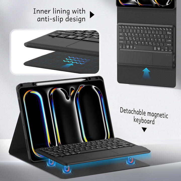 CACOE Hülle Tastatur Kompatibel mit iPad Pro 13 M5/M4 2025/2024 Hülle mit Touchpad, 7-Farbige Beleuc