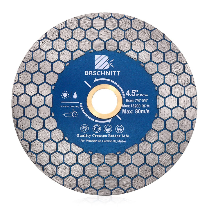 Diamant Trennscheibe 115mm - BRSCHNITT Doppelseitig zum Schneiden und Schleifen Granit Marmor Fliese