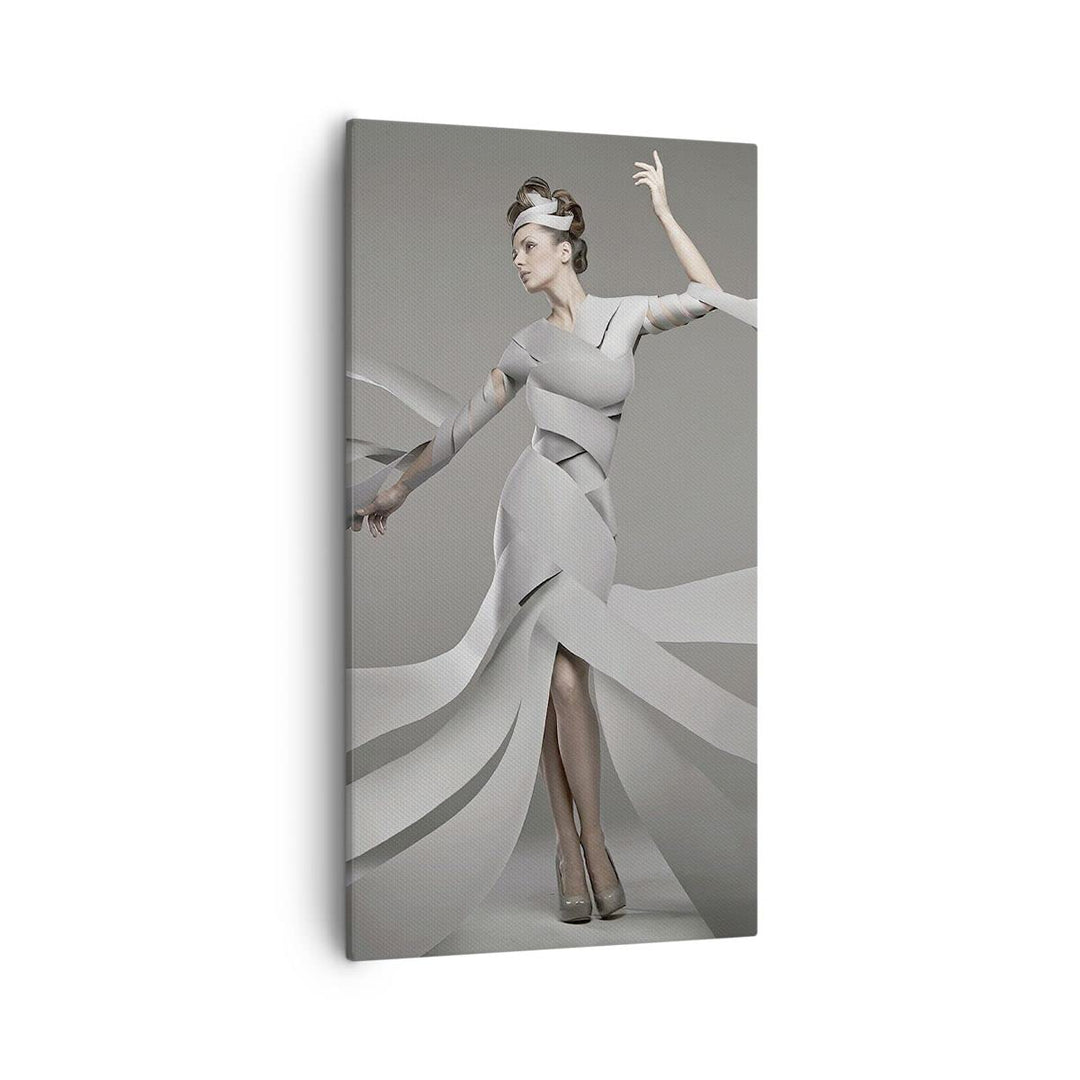 Bilder auf Leinwand 55x100cm Leinwandbild mit Rahmen Frau Modell Streifen Emotionen Gross Wanddeko B