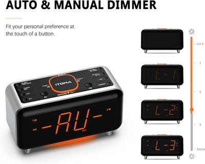 Radiowecker mit App-Steuerung, Bluetooth, FM-Radio, Dual Alarm von 4-Alarmmodi, Easy Snooze, Dimmer,