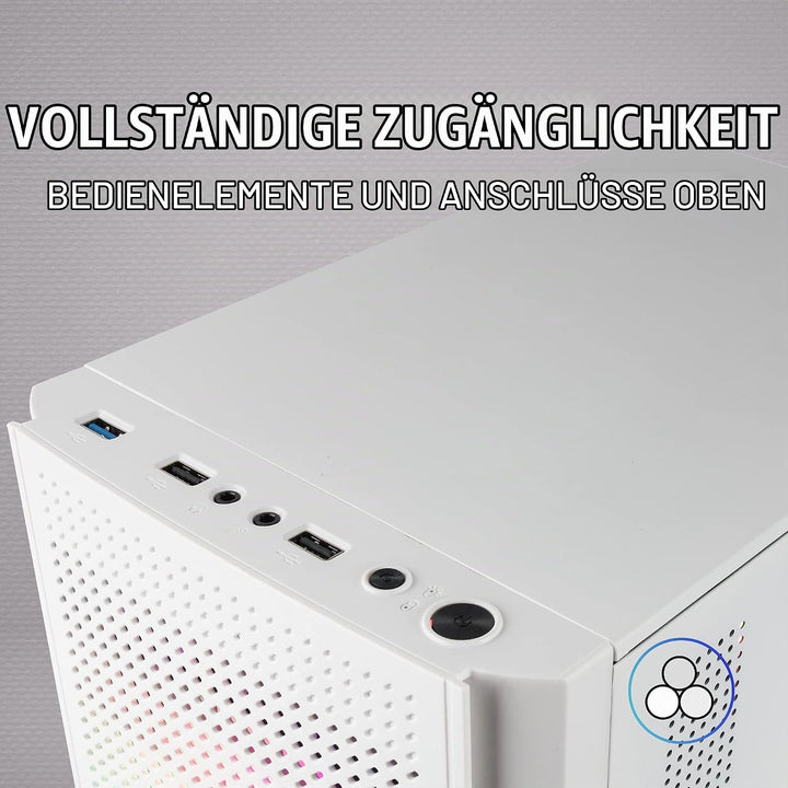 Mars Gaming MC300W Weiss, MicroATX PC Gehäuse, Gehärtetes Glas, Mesh Front, 3xFRGB Lüfter, MC300W