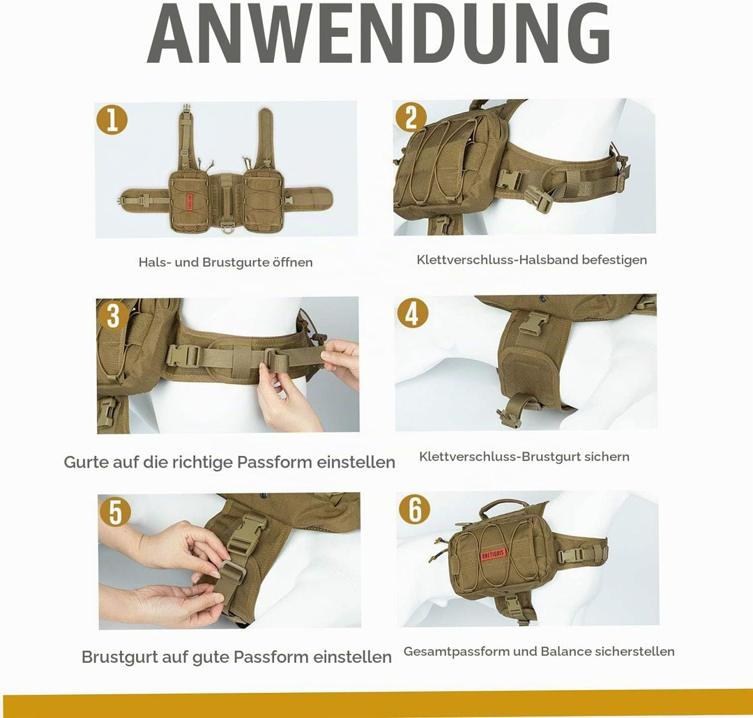 OneTigris Mammoth Hunderucksack 2.0 Version Reissen Camping Wandern Hundebackpack für M/L Grösse Hun