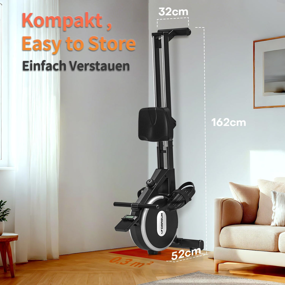 Rudergerät für Zuhause, DMASUN Leises Magnetisches Rudergerät mit 16 Widerstandsstufen, Upgrade Dopp