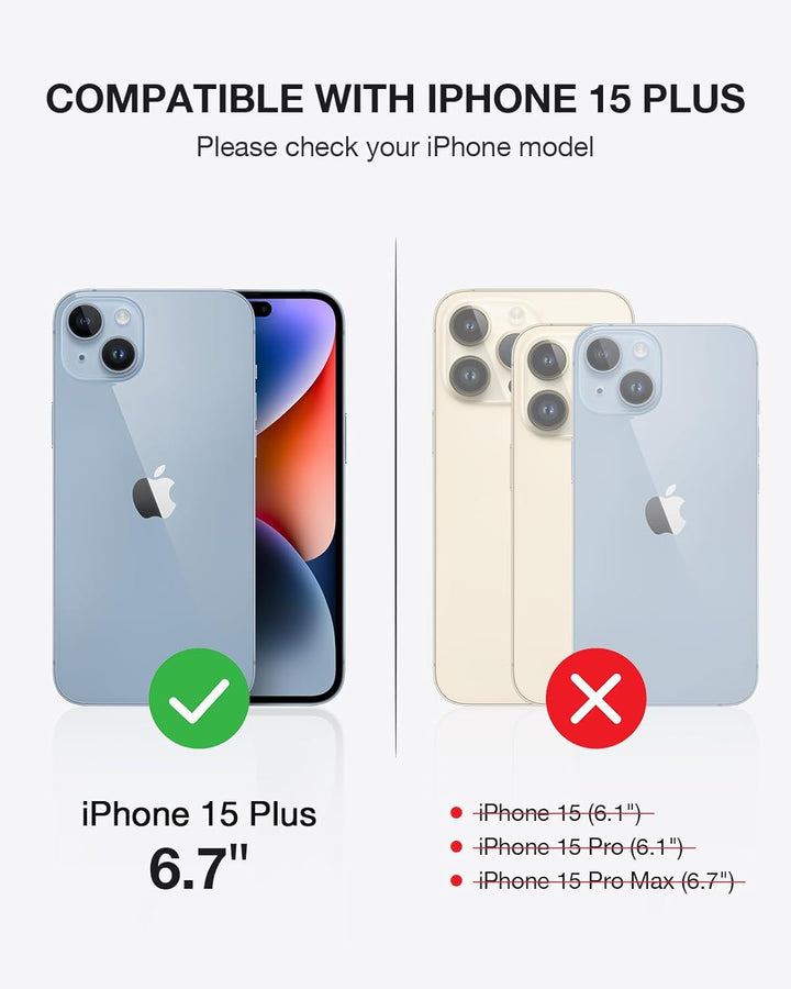 OCASE iPhone 15 Plus Hülle(2in1) Leder Stossfestes Case [Abnehmbare magnetische Hülle] [Kabelloses L