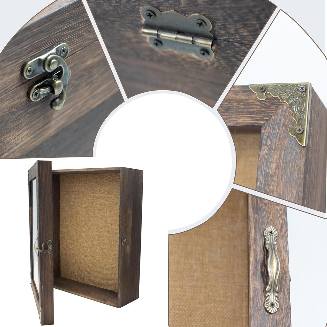 Holz Schattenbox Rahmen 12,7 cm tief, rustikale Vitrine mit transparentem Acrylfenster für DIY-Baste