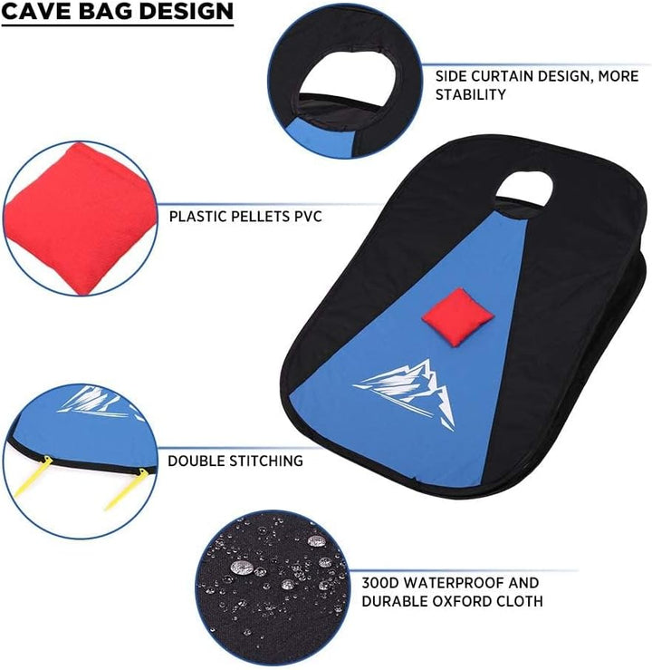 2-in-1 Collapsible Cornhole Säckchen, Portable Cornhole Spiel Outdoor mit PVC gerahmt, 10 Bohnensäck