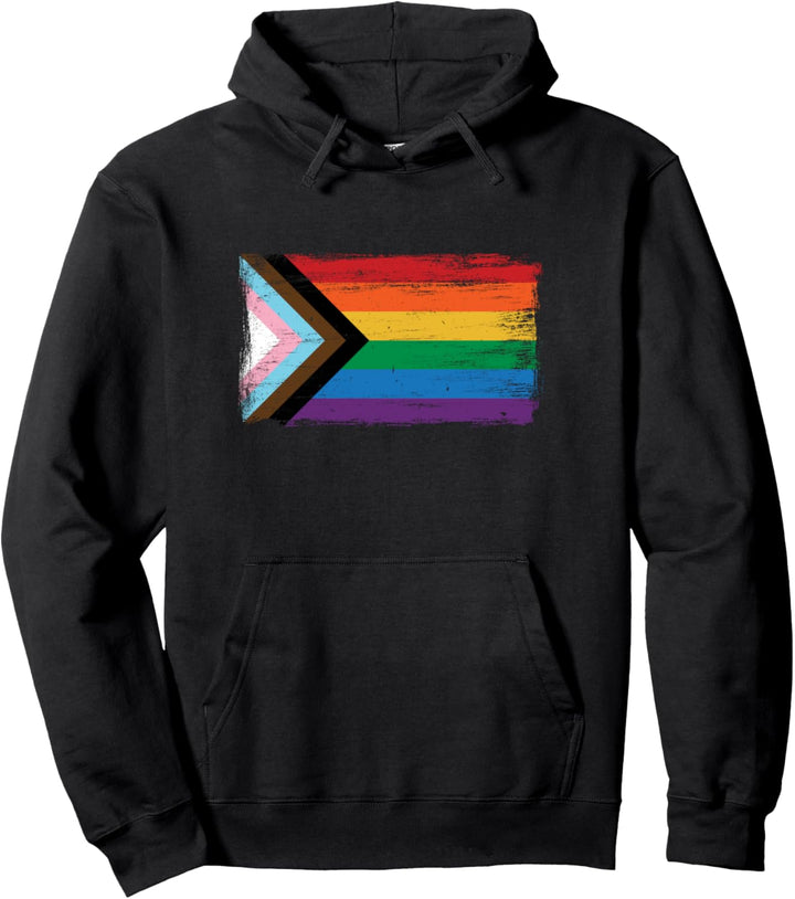 LGBTQ-Fortschritts-Stolz-Flagge - Vintage Paint Style Pullover Hoodie