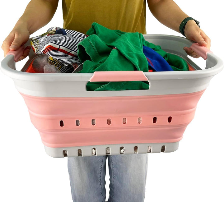 SAMMART Collapsible Plastic Laundry Basket - Foldable Pop Up Storage Container/Organizer - Portable
