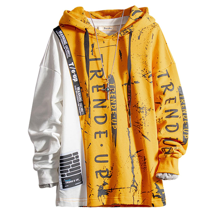 Hoodie Herren Techwear Kapuzenpullover Pullover Hip Hop Streetwear Patchwork Sweatshirt Unisex L Gel