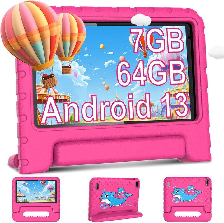 AOCWEI Kinder Tablet Android 13 7-Zoll für Kinder, 7GB RAM 64GB ROM/TF 512GB, Elterliche Kontrolle,