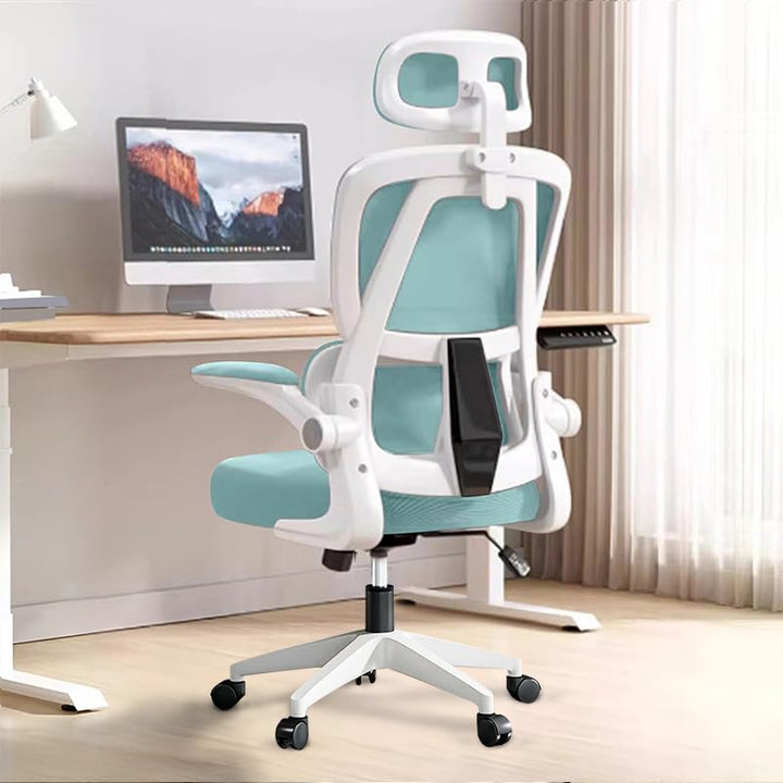 XUEGW Ergonomischer Bürostuhl - Blau | Höhenverstellbarer Schreibtischstuhl mit Hochrücken,Mesh und