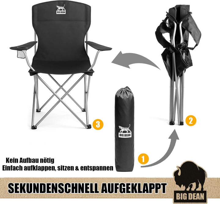 BigDean 2er Set Campingstuhl extra hohe Lehne max. 150kg belastbar
